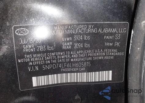 2020 Hyundai Elantra Se из США, поврежденный, VIN 5NPD74LF6LH605815